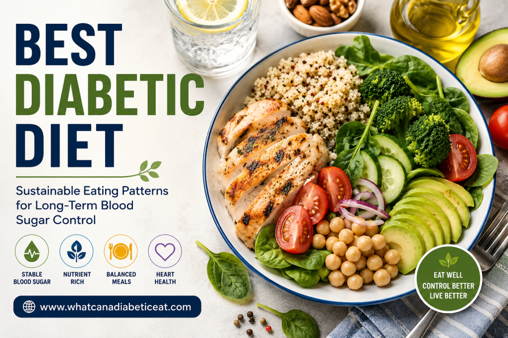 Best diabetic diet with balanced meals, vegetables, healthy fats, and sustainable eating patterns for blood sugar control