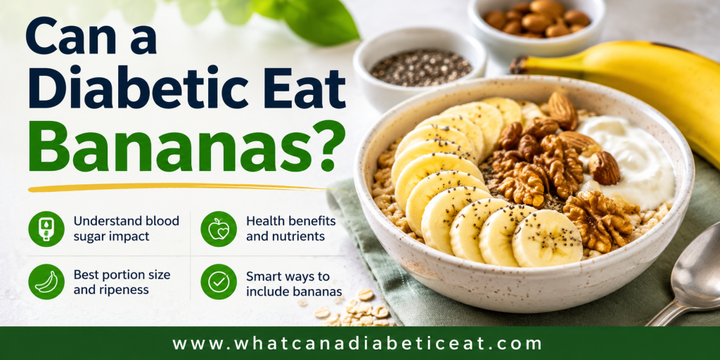 Balanced banana breakfast bowl with oats, yogurt, nuts, and sliced bananas for diabetics