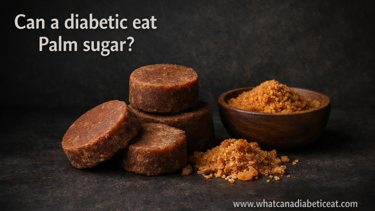 Can a diabetic eat Palm sugar? Palm sugar blocks on dark background