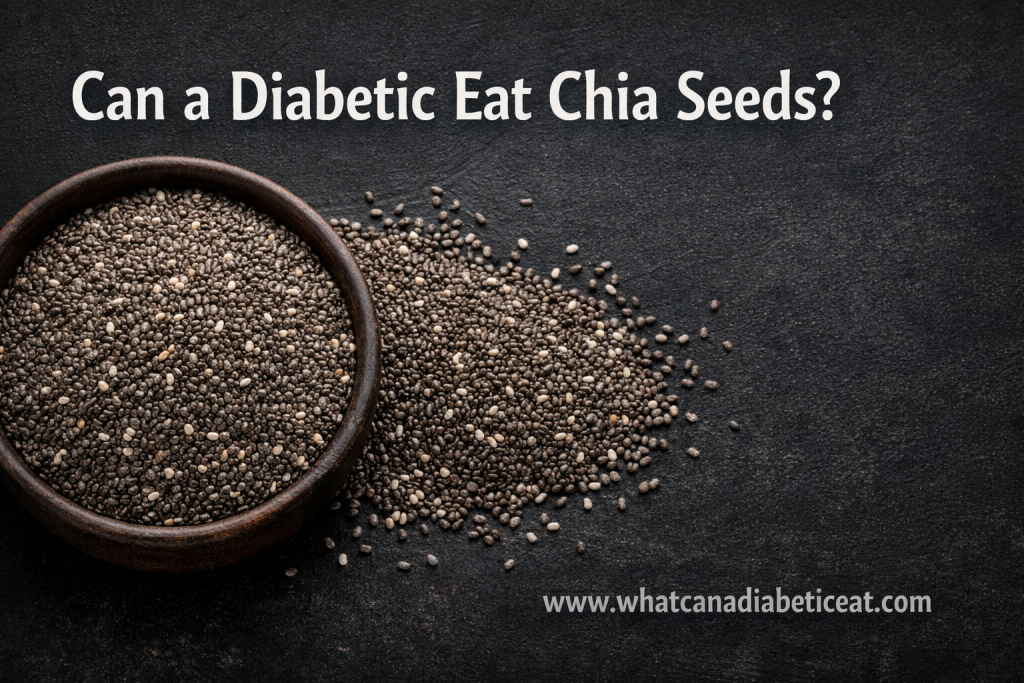 Chia seeds in a bowl on a dark background for diabetes-friendly food guide