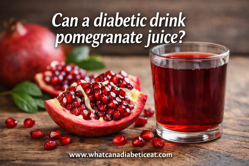 Glass of pomegranate juice with fresh pomegranate fruit - can a diabetic drink pomegranate juice