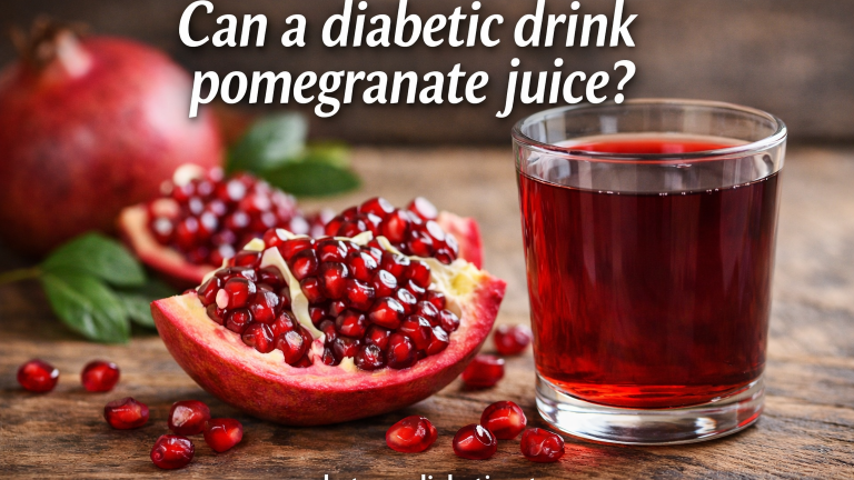 Glass of pomegranate juice with fresh pomegranate fruit - can a diabetic drink pomegranate juice