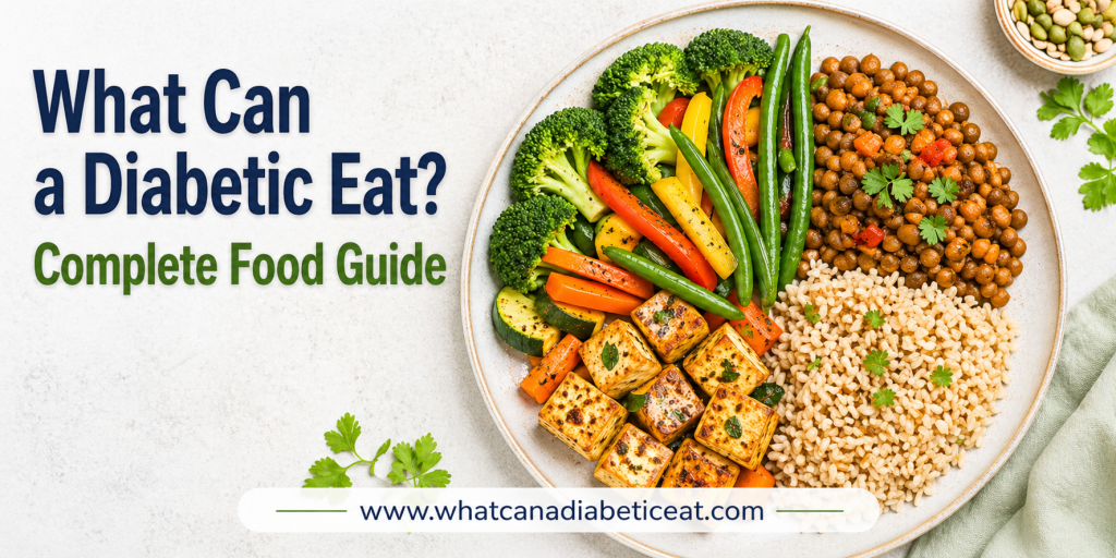 Balanced plate with vegetables, protein, and whole grains for a diabetic meal plan